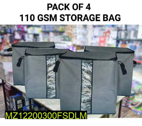 Grey Storage Bags Set of 4 for Home Organization