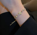 Elegant Gold-Plated Crystal Clover Bracelet for Women