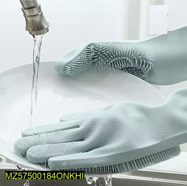Rubber Magic Dishwashing Gloves Mint Green Kitchen Cleaning