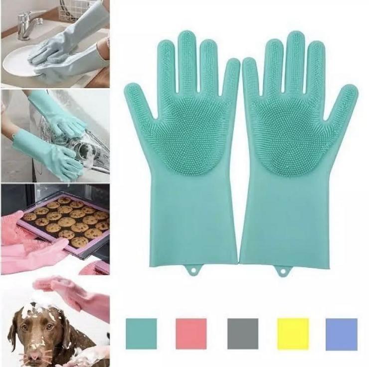 Rubber Magic Dishwashing Gloves Mint Green Kitchen Cleaning