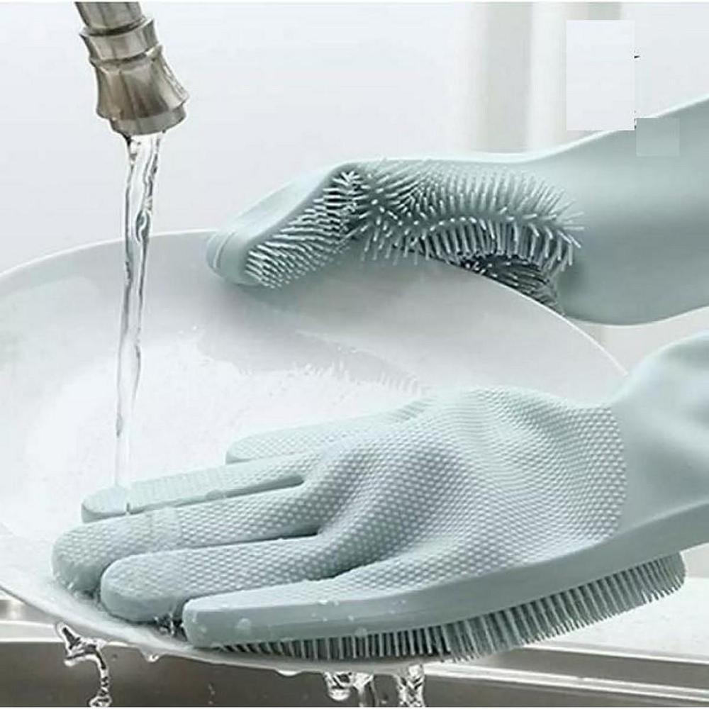 Rubber Magic Dishwashing Gloves Mint Green Kitchen Cleaning
